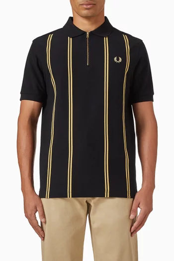 تي شيرت بولو بخطوط رأسية قطن بيكيه