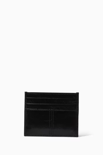 حافظة بطاقات بشعار الماركة جلد