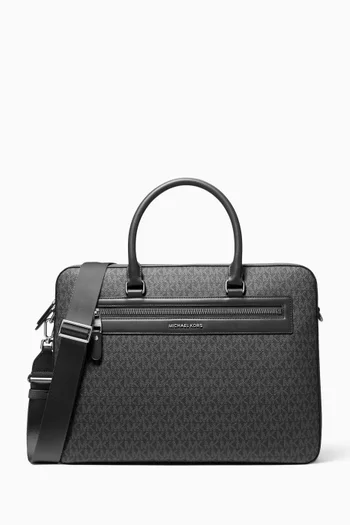 حقيبة عمل جيت سيت بشعار الماركة قنب وجلد