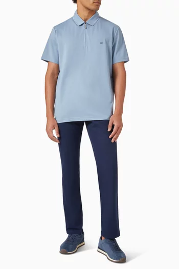 Zip-up Polo Shirt in Cotton-blend Piqué