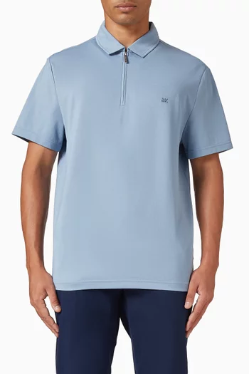 Zip-up Polo Shirt in Cotton-blend Piqué