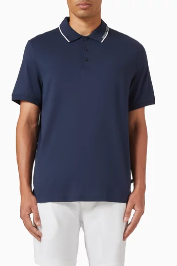 تي شيرت بولو بشعار الماركة على الحافة قطن جيرسيه