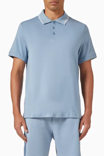 تي شيرت بولو بشعار الماركة على الحافة قطن جيرسيه