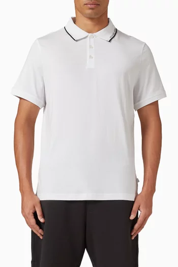 تي شيرت بولو بشعار الماركة على الحافة قطن جيرسيه