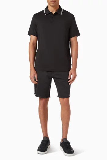 تي شيرت بولو بشعار الماركة على الحافة قطن جيرسيه