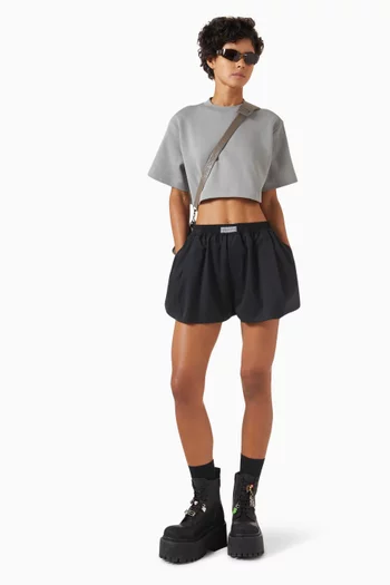 شورت بنمط بوكسر بقصة على شكل حرف A‏ صوف تويل