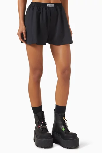 شورت بنمط بوكسر بقصة على شكل حرف A‏ صوف تويل