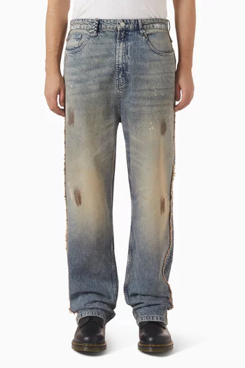 بنطال جينز 002 دينم بتصميم باهت 