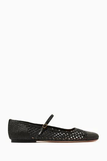 Ellie Ballerina Flats in Faux Raffia