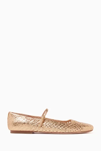 Ellie Ballerina Flats in Faux Raffia