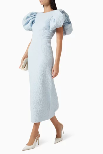 Jacquard Puffy Midi Dress