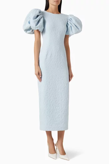 Jacquard Puffy Midi Dress