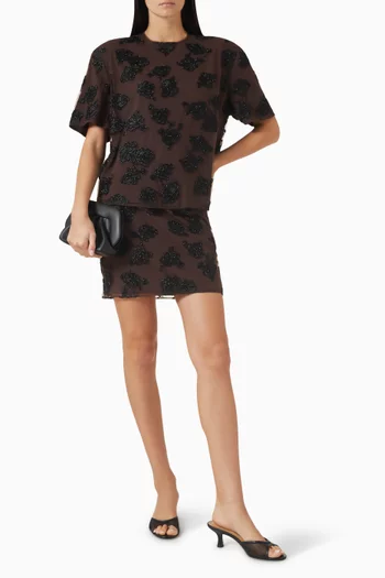 Beaded Oversized Top in Mesh