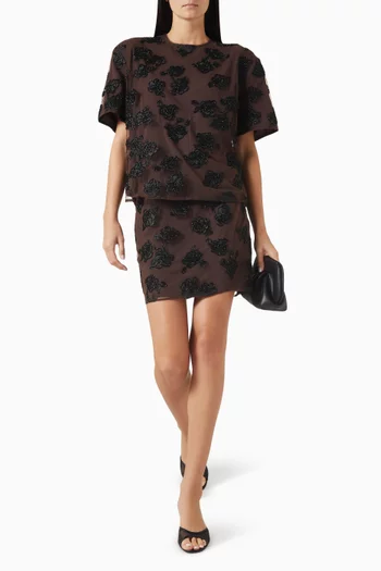 Beaded Mini Skirt in Mesh