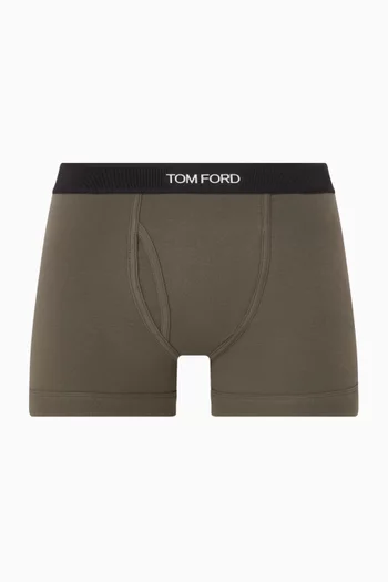 بوكسر بحزام خصر مزين بشعار الماركة قطن مطاطي