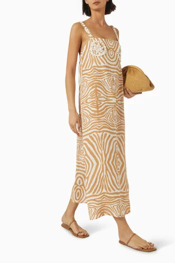 فستان امايا بنقشة زيبرا كتان