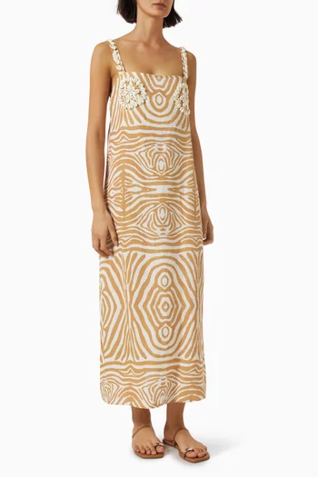 فستان امايا بنقشة زيبرا كتان