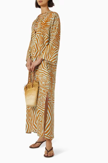 قفطان بنقشة زيبرا كتان