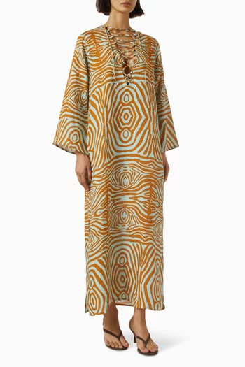 قفطان بنقشة زيبرا كتان