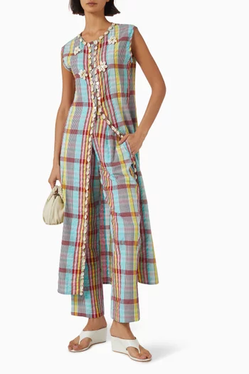 طقم تونيك وبنطال باتموس مزين بصدف