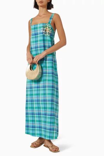 فستان امايا بتطريزات عاكسة للضوء كتان