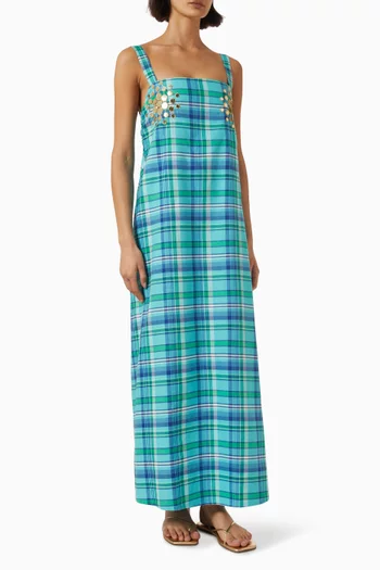 فستان امايا بتطريزات عاكسة للضوء كتان