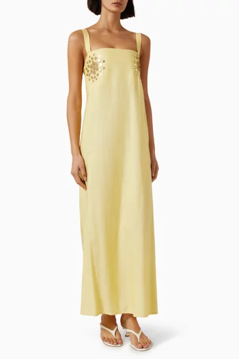 فستان امايا بتطريزات عاكسة للضوء كتان