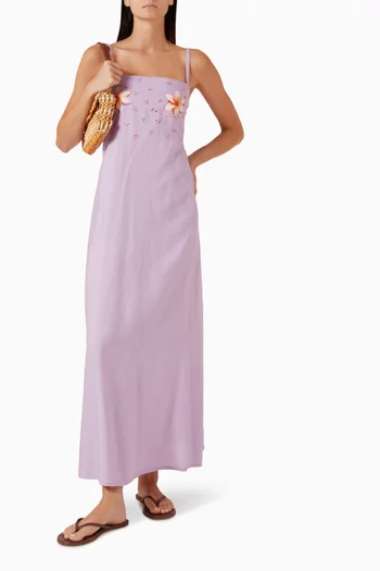 فستان امايا بطبعة زهور كتان