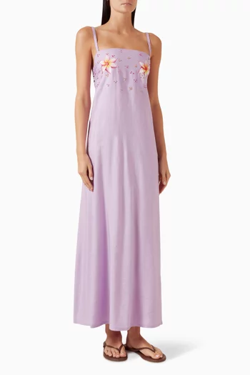 فستان امايا بطبعة زهور كتان