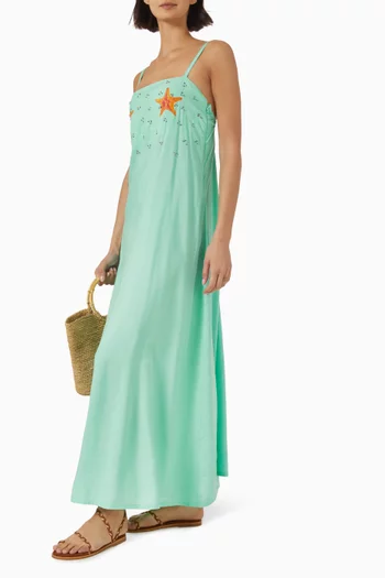 فستان امايا بنقشة نجوم البحر كتان