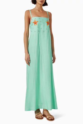 فستان امايا بنقشة نجوم البحر كتان