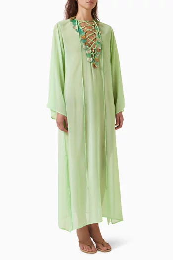 قفطان مطرز بعرق اللؤلؤ