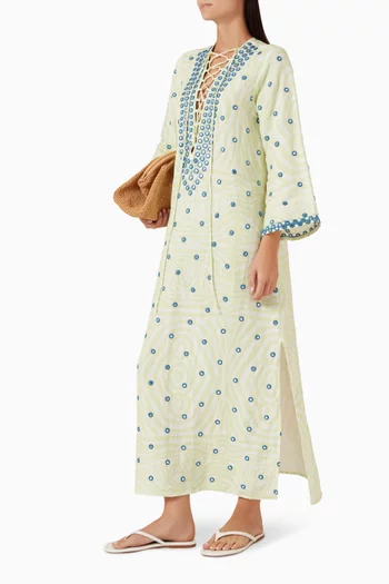 قفطان بتطريزات عاكسة للضوء كتان