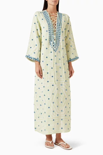 قفطان بتطريزات عاكسة للضوء كتان