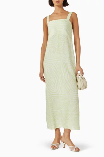 فستان امايا بنقشة زيبرا كتان