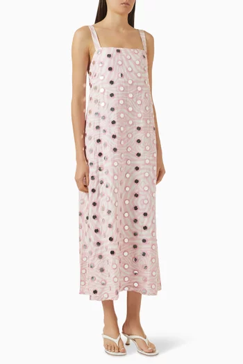 فستان امايا بتطريزات عاكسة للضوء كتان