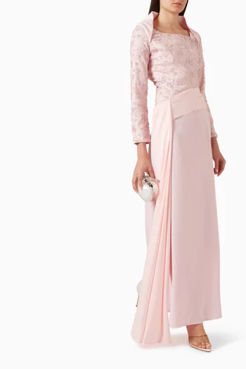 Sequin Embellished Tulle Maxi Dress