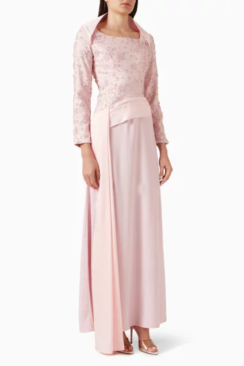 Sequin Embellished Tulle Maxi Dress