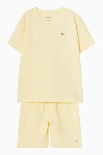 طقم شورت وتي شيرت قماش عثماني