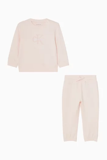 طقم سويت شيرت وبنطال رياضي قطن تيري