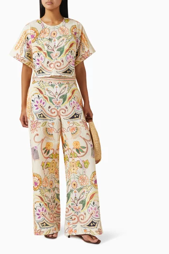 Bennet Printed Pants in Cotton-linen