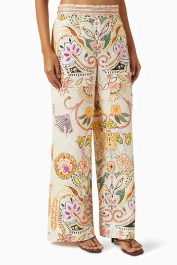 Bennet Printed Pants in Cotton-linen