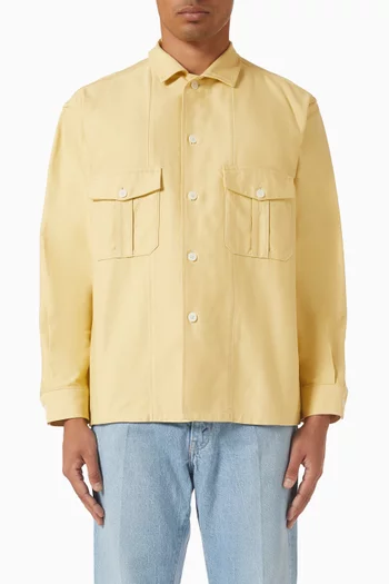 قميص بنمط جاكيت بتصميم عسكري قطن