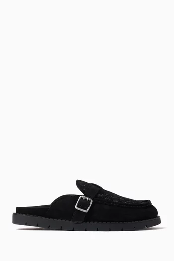 Winston Embroidered Mules in Suede
