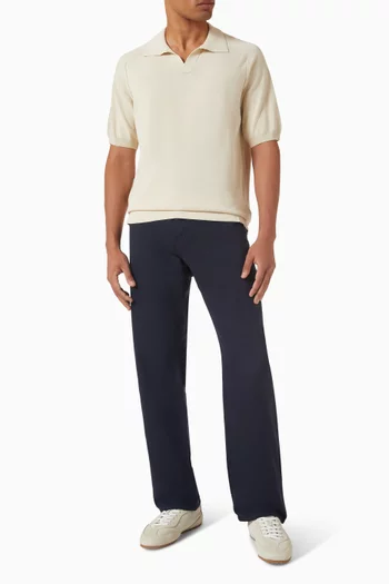 Polo Collar Shirt in Cotton Crepe