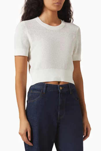 بلوزة قصيرة نسيج كتان