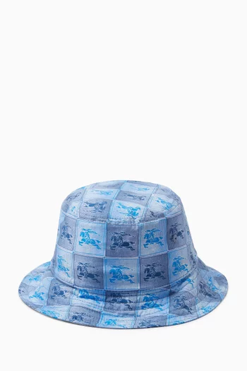 قبعة باكيت بنقشة مربعات قطن