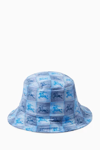 قبعة باكيت بنقشة مربعات قطن