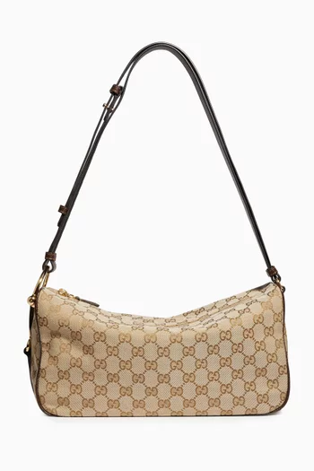 حقيبة كتف متوسطة بنصف حلية لجام الحصان قنب مغلف