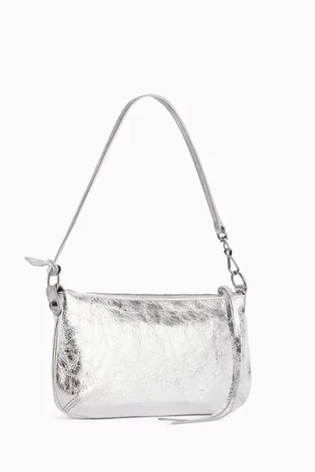 Le City Pouch on Strap in Metallic Arena Lambskin